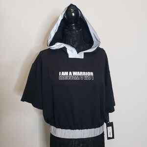 NY&C Gabrielle Union Collection Crop Hoodie Size Large Black NWT